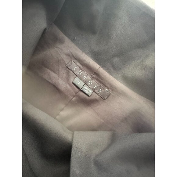 Theory Women’s Black Sheena Snap Collar Belted Waist Wide Sleeve Jacket Small - Picture 5 of 5